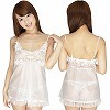 極薄シースルー&レーストップベビードール&Tバック ホワイト