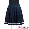 無地プリーツスカート単品 紺×白ライン M